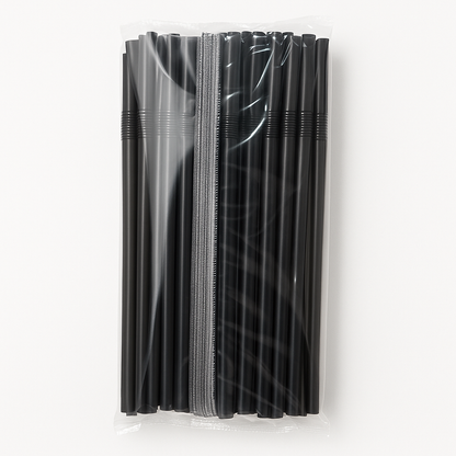 Genbrugelige Plasticsugerør - Sort (100 stk)