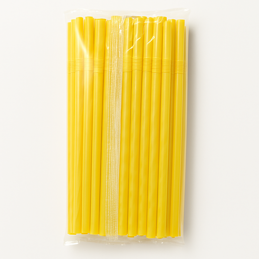 Genbrugelige Plasticsugerør - Gul (100 stk)